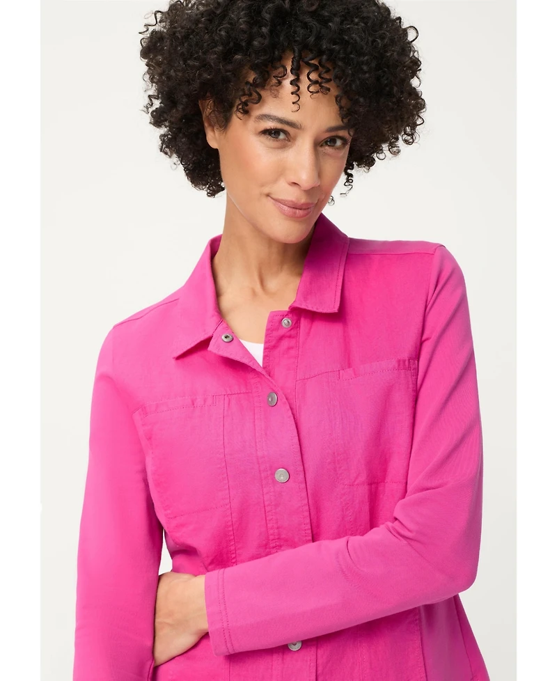 Olsen Women's Linen Mixed Media Jacket