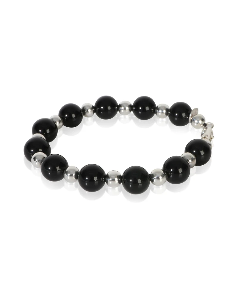 Pre-Owned Tiffany & Co Sterling Silver Onyx Vintage Bead Bracelet