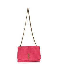 Pre-Owned Saint Laurent Pink Raffia Medium Kate Chain Bag