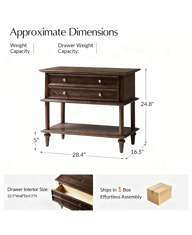 Yigii Drawer & Open Shelf Farmhouse Nightstand