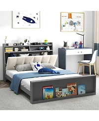 Gymax Full Size Bed Frame With Storage Modern Platform Bed Mattress Foundation