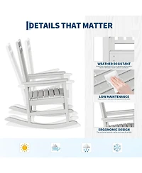 gaomon Set of 6 Hdpe Rocking Chair Outdoor - Poly High Back Porch Rocker Chairs for Adults - All Weather Resistant Furniture for Patio Front Porch