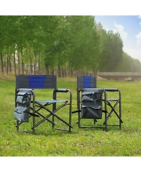 Clihome 2-piece Padded Folding Outdoor Chair with Storage Pockets