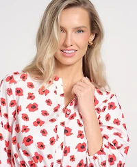 Isaac Mizrahi Women's Printed Balloon-Sleeve Top