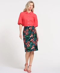 Isaac Mizrahi Women's Floral Pencil Midi Skirt