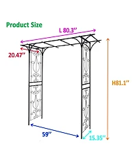 Clihome Metal Garden Arch L80.3" x W20.47" x H81.1" Climbing Plants Support Rose Arch Outdoor