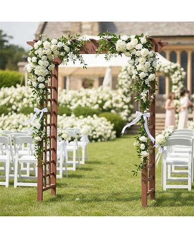 Clihome Wooden Wedding Arch, Wood Trellis for Plant Climbing, Christmas Decor Pergola for Garden Backyard