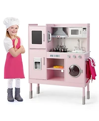 Pretend Play Kitchen for Kids with 16 Pieces Accessories