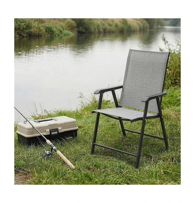 Clihome Outdoor Patio Chairs Set of 2 Stackable Portable for Deck, Garden, Camping and Travel