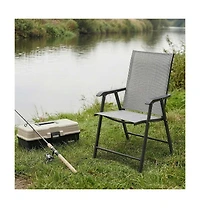 Clihome Outdoor Patio Chairs Set of 2 Stackable Portable for Deck, Garden, Camping and Travel