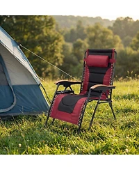 Clihome Oversized Padded Zero Gravity Chair, Foldable Patio Recliner, 30" Wide Seat Anti Gravity Lounger