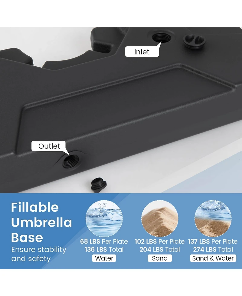 Costway 274 Lbs Cantilever Patio Umbrella Base with Handles, Weighted Base for Outdoor