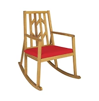 Boyel Living Patio Acacia Wood Rocking Chair Sofa with Armrest and Cushion for Garden Deck
