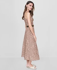 Dkny Women's Sleeveless Halter Neck Dress with Removable Belt