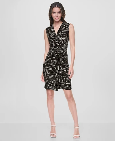 Dkny Women's Sleeveless V-Neck Side Knot Dress