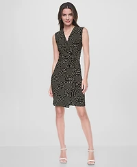 Dkny Women's Sleeveless V-Neck Side Knot Dress
