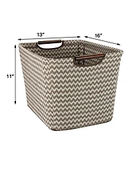 Household Essentials Medium Tapered Soft-Side Storage Bin with Wood Handles