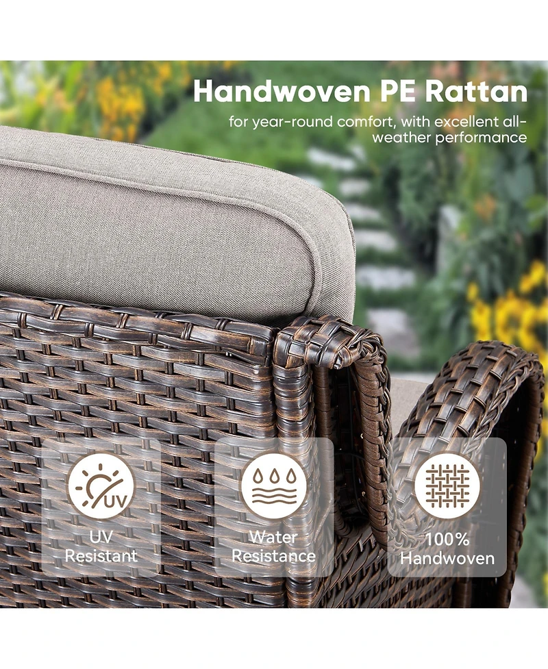 Pocassy Outdoor Patio Couch Sofa, All Weather Wicker 3 Seater Couch, Seating Furniture Sofa with 5 inches Cushion