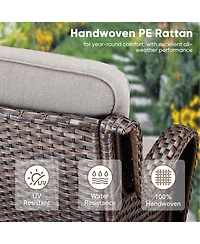 Pocassy Outdoor Patio Couch Sofa, All Weather Wicker 3 Seater Couch, Seating Furniture Sofa with 5 inches Cushion