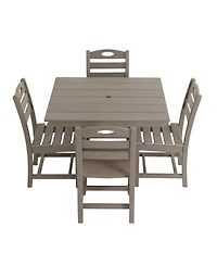Asagikoiai 5-Piece All-Weather Hdpe Outdoor Dining Set with Umbrella Hole