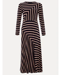 Phase Eight Women's Mia Stripe Long Sleeve Midi Dress