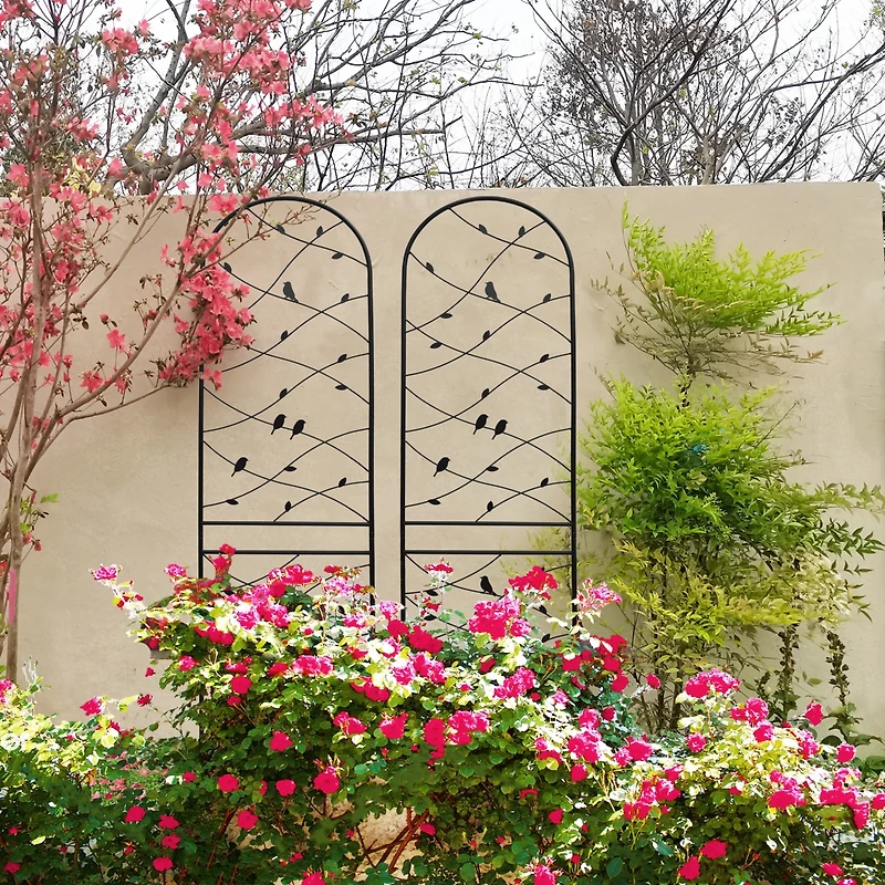 Clihome Metal Garden Trellis 86.7" x 19.7" Rustproof Trellis for Climbing Plants Outdoor Flower Support