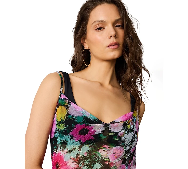 Steve Madden Women's Mesh Cowl Neck Cover-Up Maxi Dress