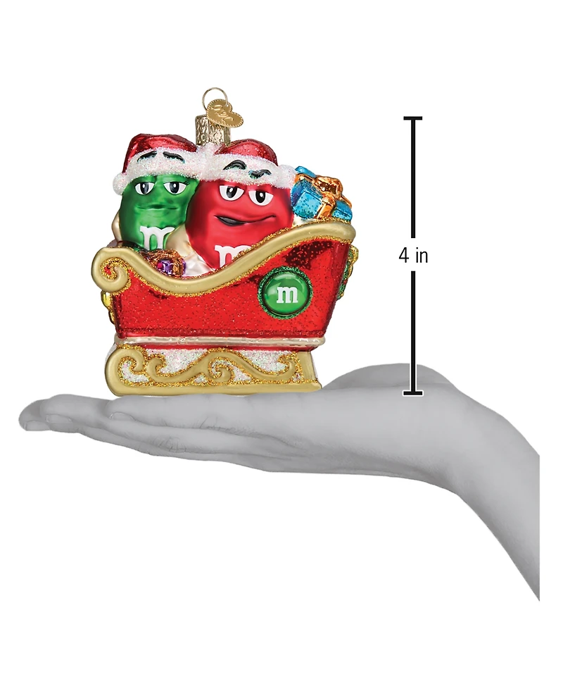 Old World Christmas 4" Mars Wrigley Candies M&M's in Sleigh Ornament