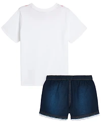 Scotch & Soda Toddler Girls' 2T-4T Short-Sleeve T-Shirt and Shorts, 2-Piece Set