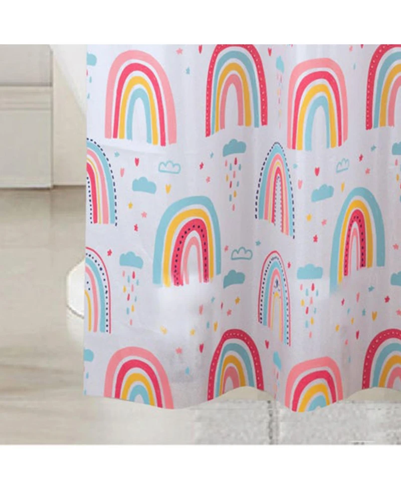 Rt Designers Collection 90GSM Peva Glit Printed Rainbow Shower Curtain