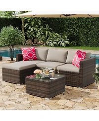 gaomon 5-Piece All-Weather Pe Rattan Outdoor Sectional Sofa Set
