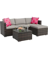 gaomon 5-Piece All-Weather Pe Rattan Outdoor Sectional Sofa Set