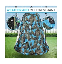 SereneLife Toddler Kids Hanging Tent Swing, Outdoor Saucer Swing with Hanging Kit and Swivel Spinner, Backyard Play Swing