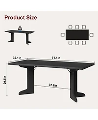 gaomon 71" Large Dining Table for 6 to 8 People, Modern Dinner with Unique Wooden Legs, Rectangle Kitchen