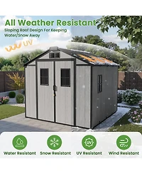 Xizzi Outdoor Storage Shed with Floor, Large Waterproof Resin Garden Tool Shed, Walk-in Backyard Storage Shed with Window and Lockable Door