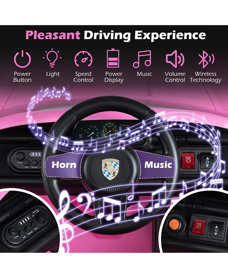 Mecale 12V Electric Ride On Car Licensed Ruf Ctr with Remote Control and Music