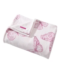 Betsey Johnson Malachite Butterfly Ultra Soft Plush Fleece Throw, 70" X 50"