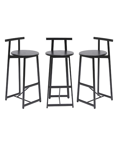 sumyeg Bar Stool Set of 3 Counter Height Barstools with Backrest, Armless Design for Kitchen Island Dining Use