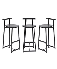 sumyeg Bar Stool Set of 3 Counter Height Barstools with Backrest, Armless Design for Kitchen Island Dining Use