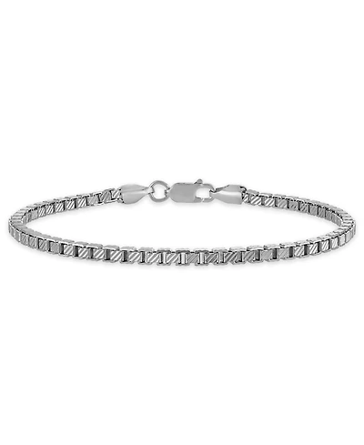Macy's Men's Pave Diamond-Cut Box Chain Bracelet in Sterling Silver