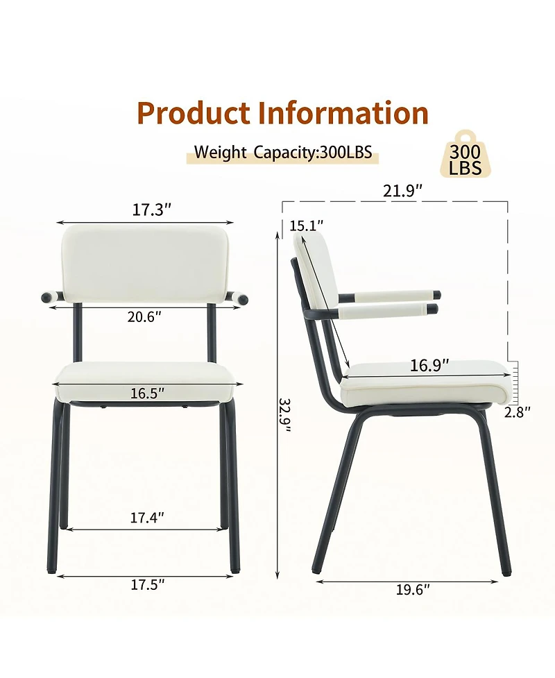 Streamdale Furniture Huggable Velvet Dining Chairs with Metal Legs, Set of 2