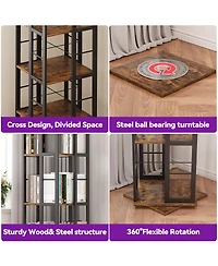 Aheaplus Corner 4-5 Tiers Display Shelves, Freestanding Rotating Bookshelf