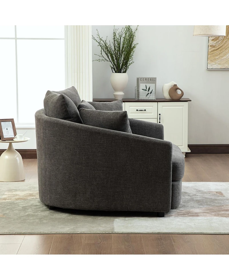 Streamdale Furniture 56.3'' Wide Upholstered Round Cuddle Chaise with Pillows