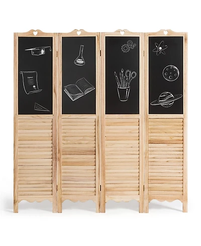 sumyeg 4-Panel Folding Privacy Room Divider Screen with Chalkboard for Indoor Space Separation