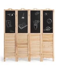 sumyeg 4-Panel Folding Privacy Room Divider Screen with Chalkboard for Indoor Space Separation