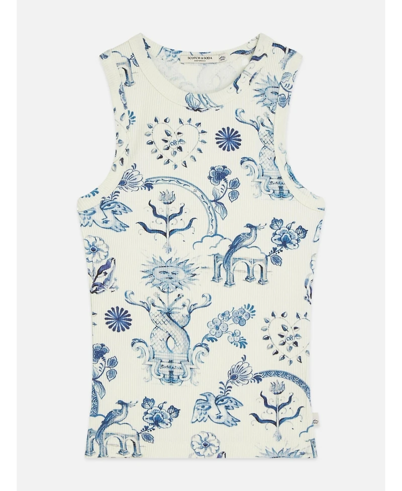 Scotch & Soda Women's Printed Rib Racer Tank Top and Tees