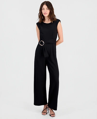 Tahari Asl Women's Buckle-Belted Sleeveless Jumpsuit