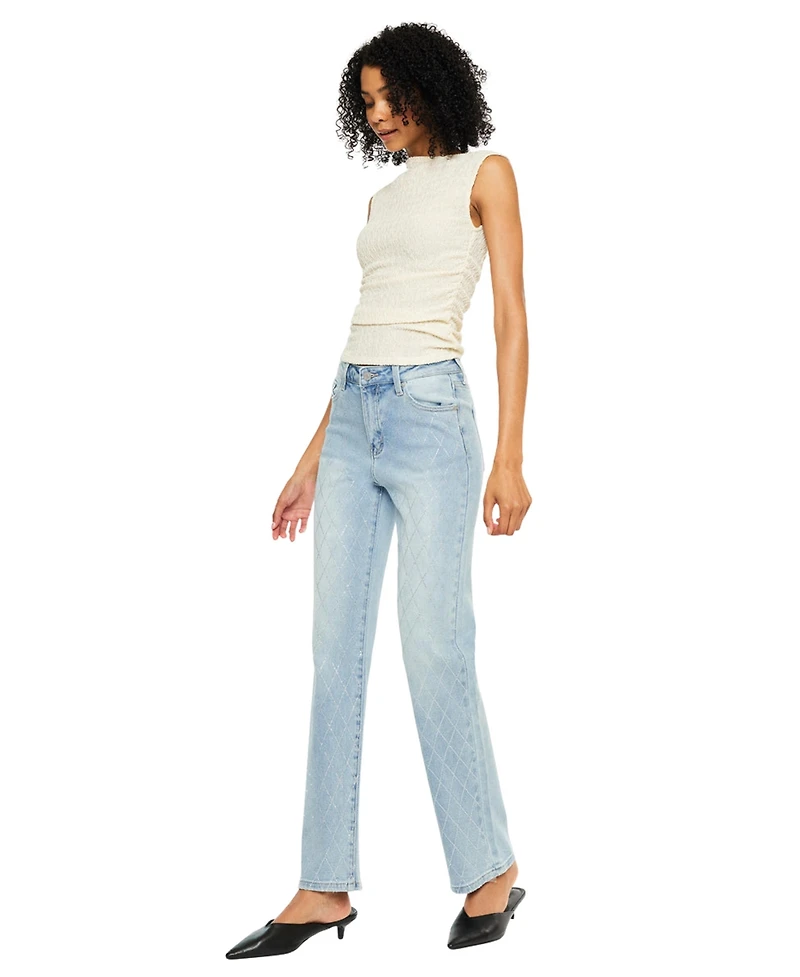 KanCan Women's Cheriese High Rise Straight-Leg Jeans