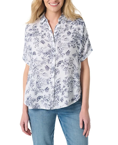 Gloria Vanderbilt Women's Daisy Point Collar Short-Sleeve Shirt - Vintage White