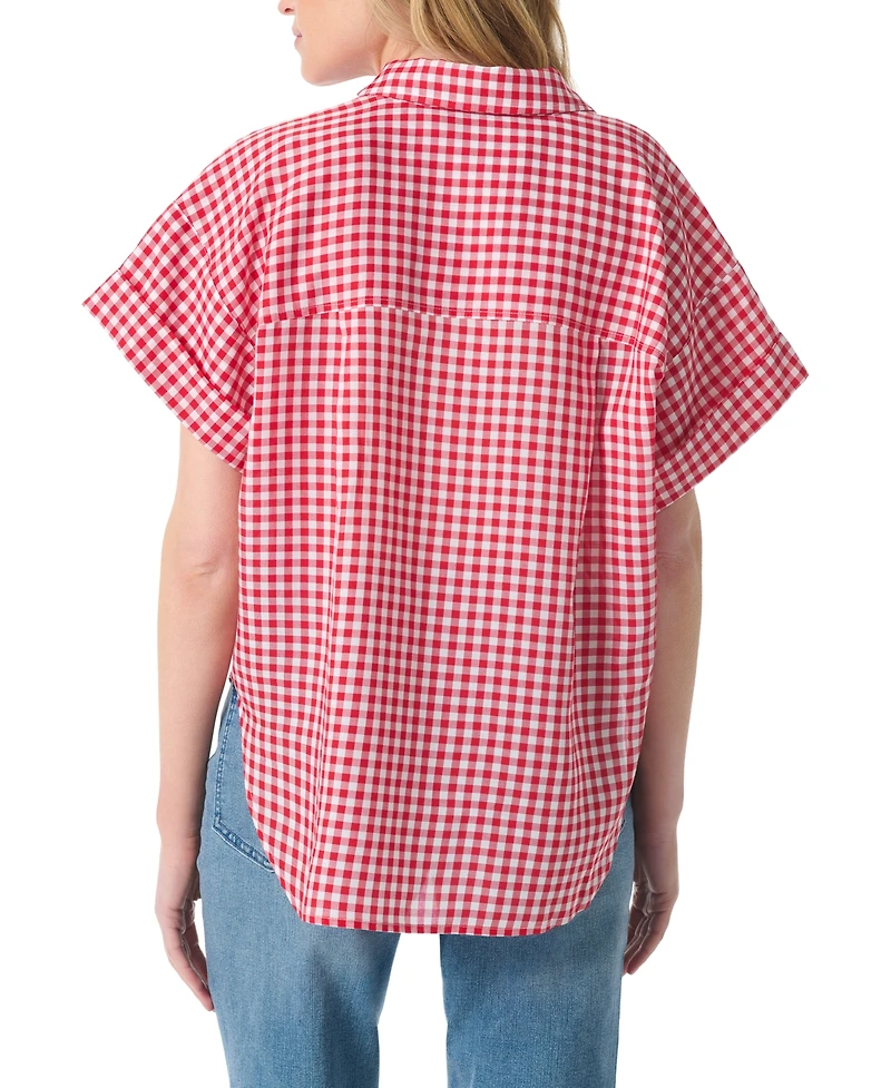 Gloria Vanderbilt Women's Austin Gingham Print Short-Sleeve Top